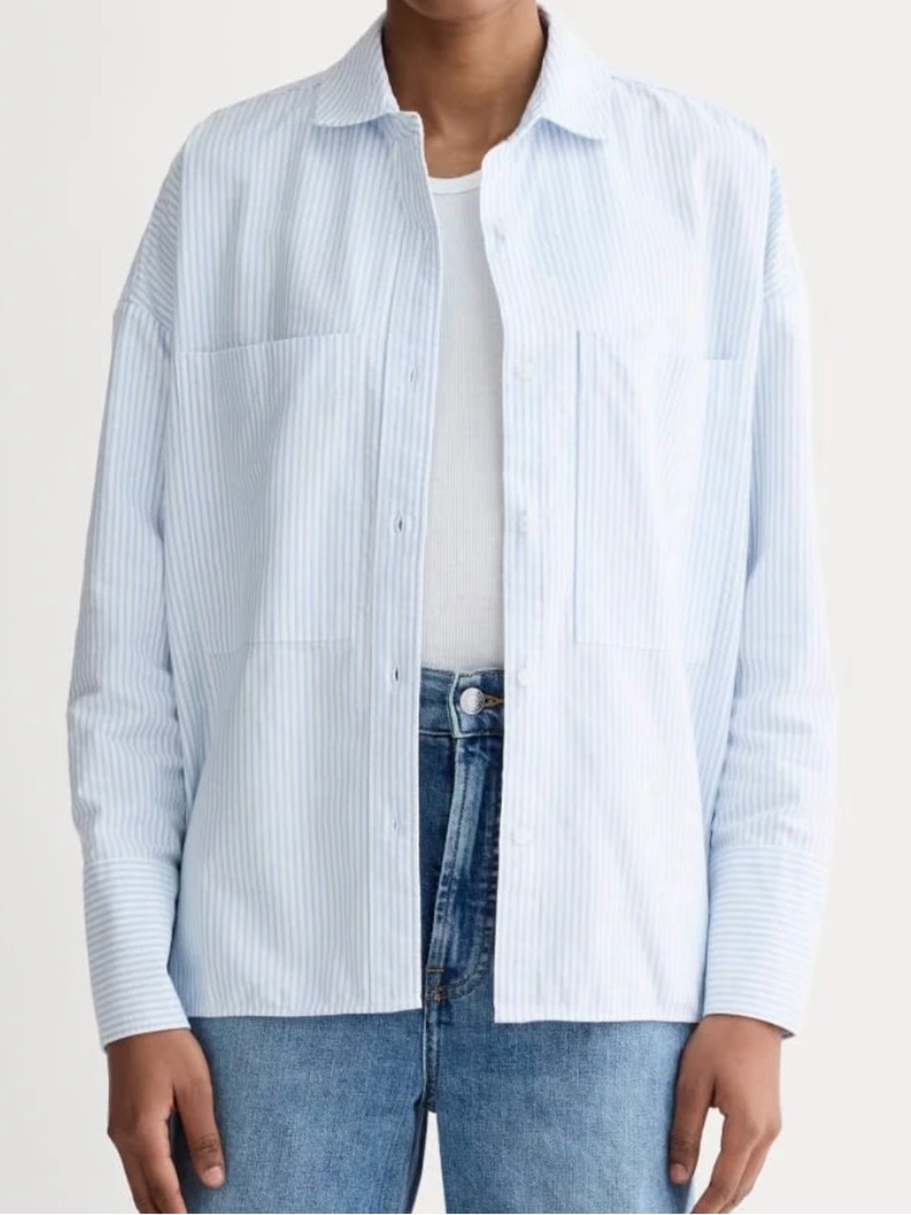 NWT! | EVERLANE Women’s The Boxy Oxford in White / Blue Stripe | Size XXS